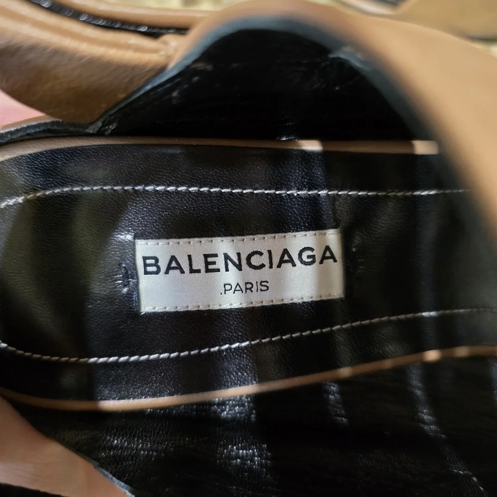 Balenciaga Sandals Strappy High Heels Stiletto Tan Leather Size 40 MSRP $1095 - Picture 6 of 7